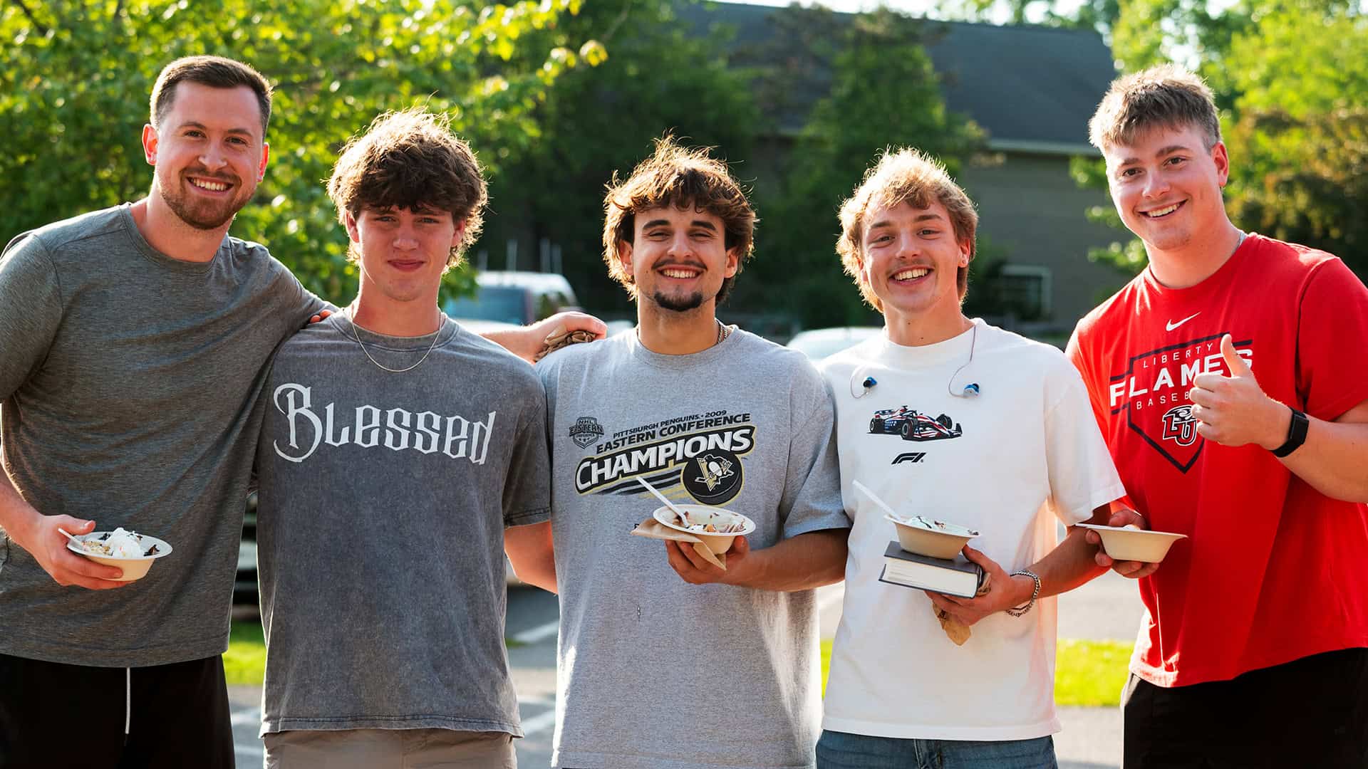 North Way Student Ministry leader with small group guys.