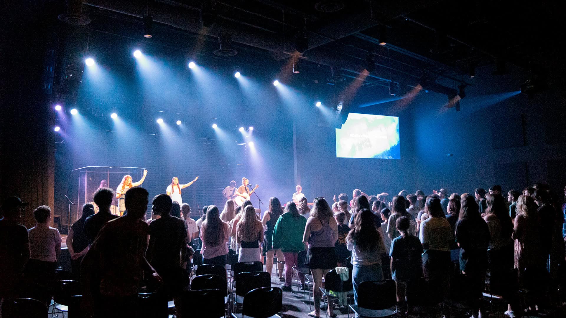 North Way students gathering for worship.