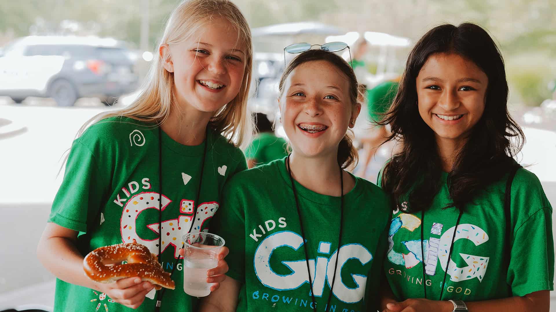 Girls smiling at North Way Wexford KidsGiG