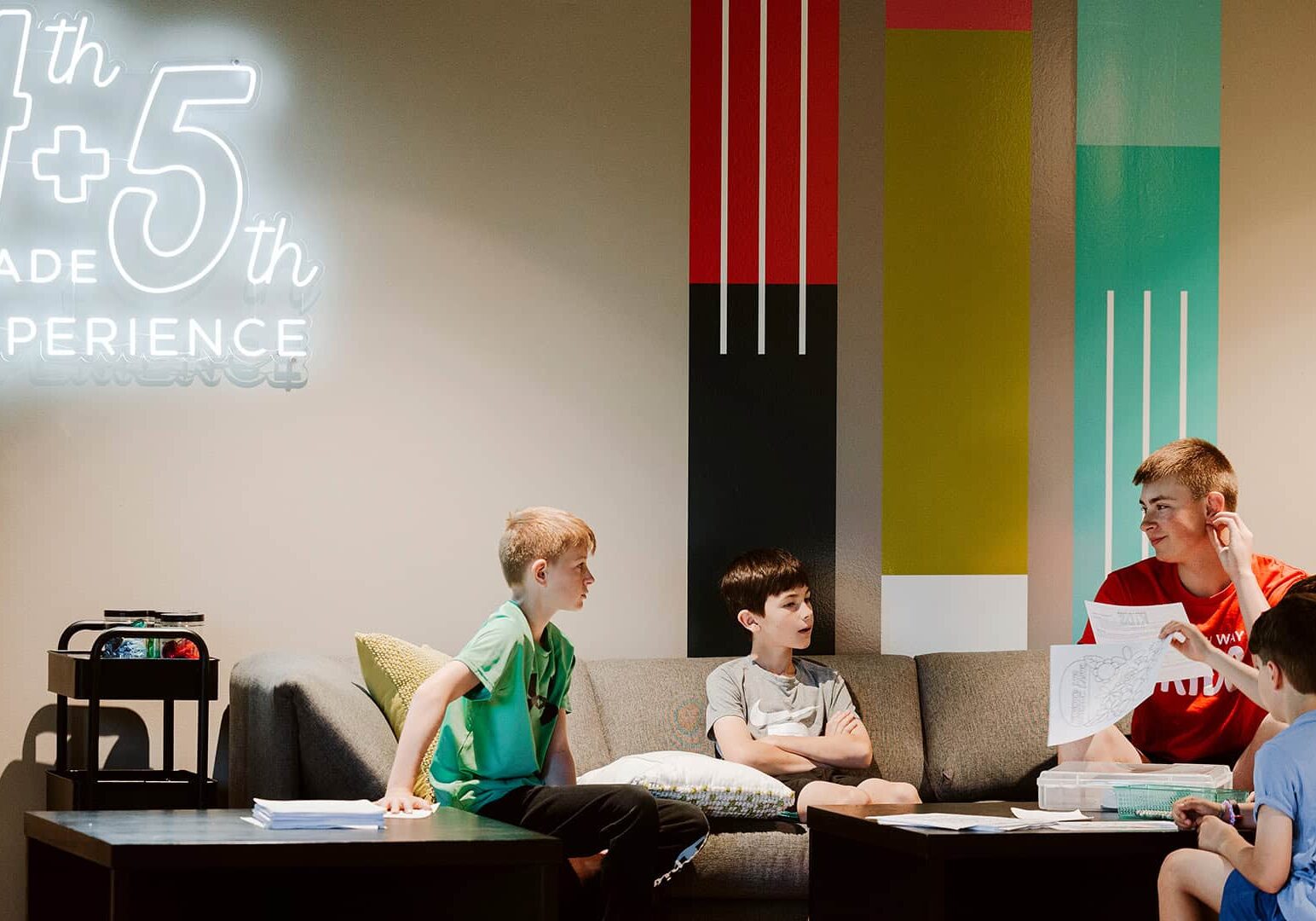 Elementary-aged boys attending North Way Kids