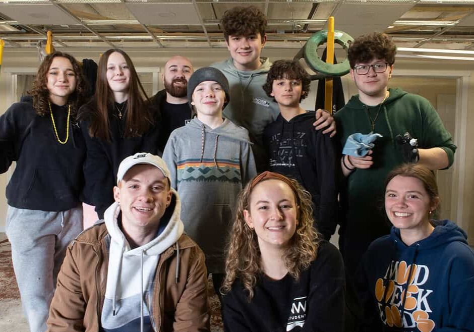 North Way students serving at a local business