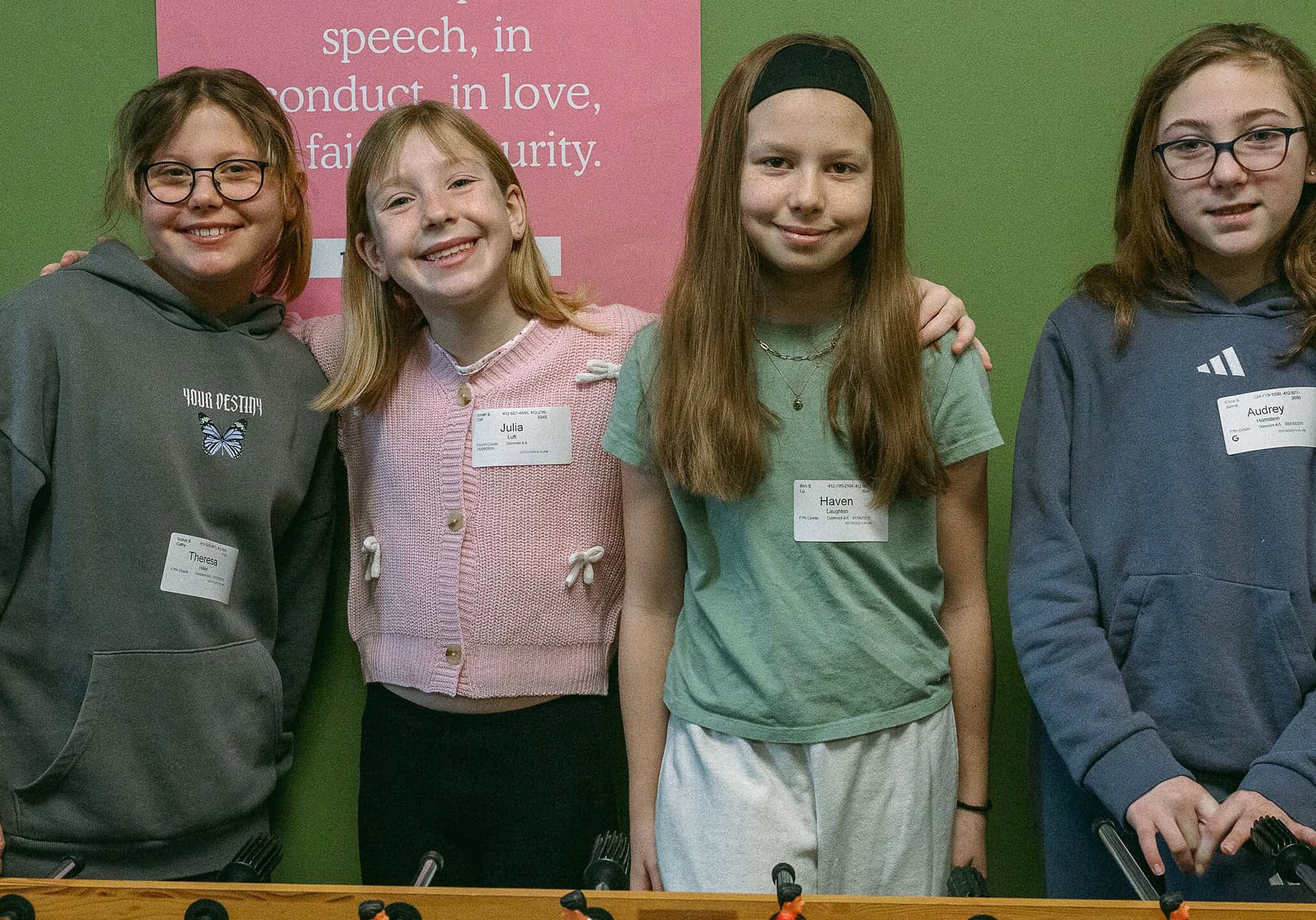 Elementary girls smiling at North Way Dormont