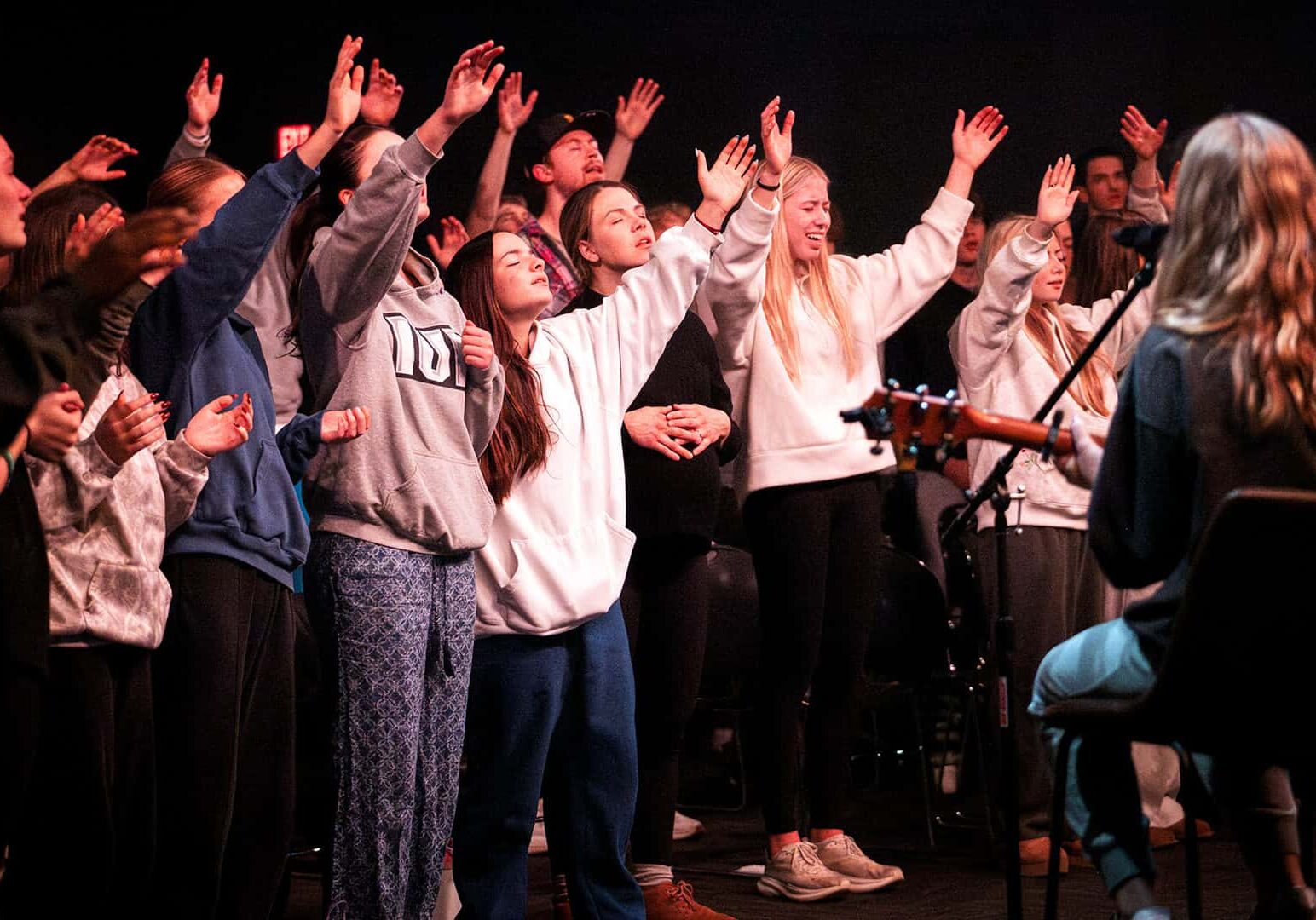 North Way Students worshipping.