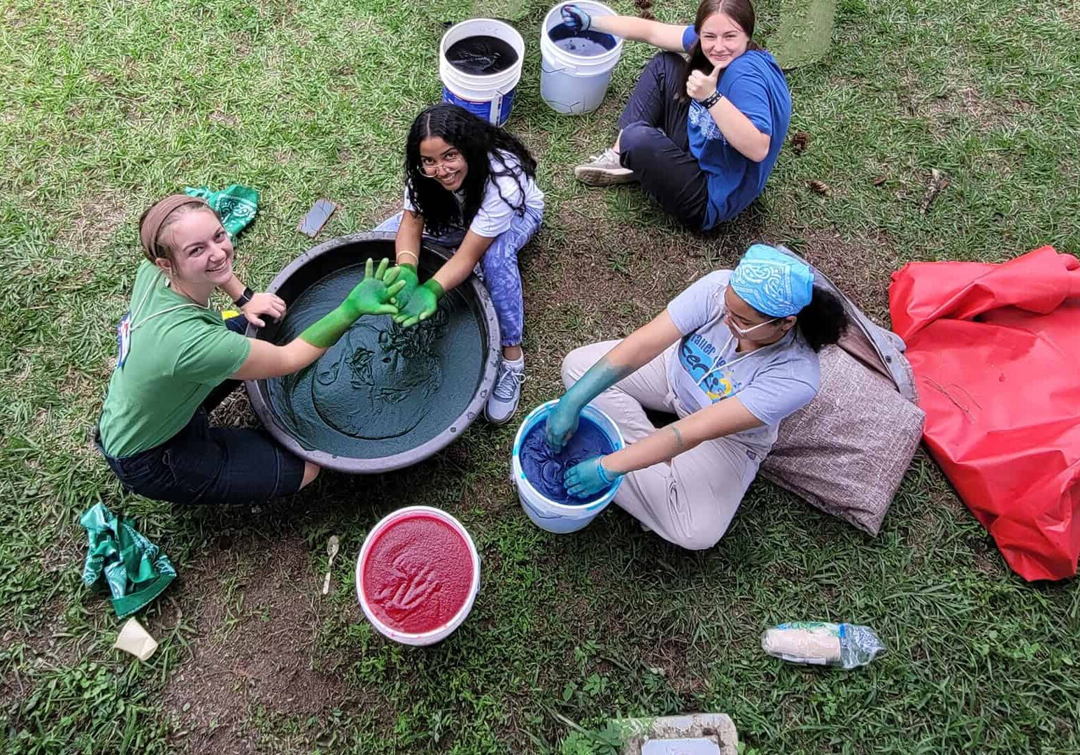 North Way Students on a mission trip making slime.