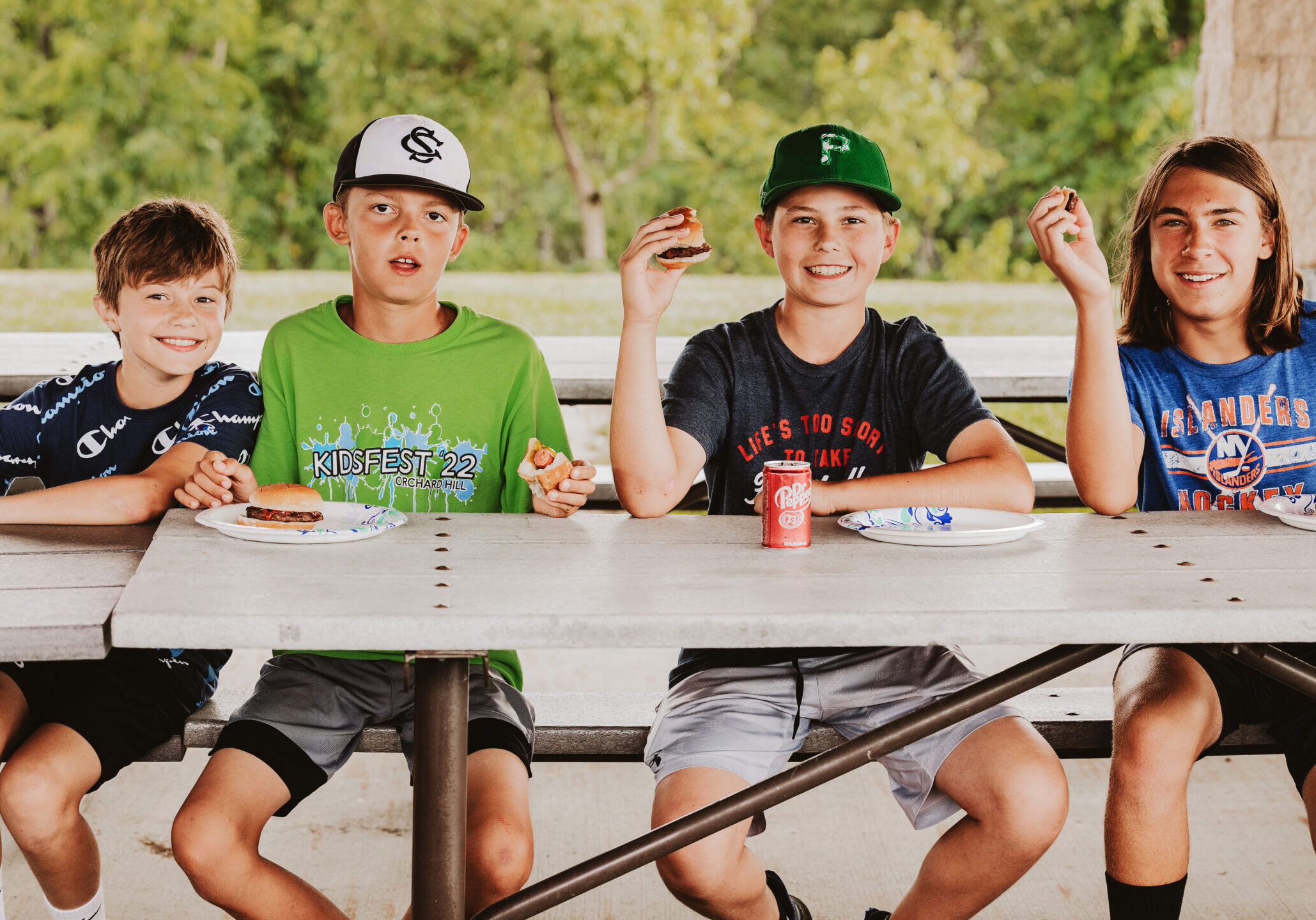 North Way Student boys enjoying a picnic at a Student Ministry event