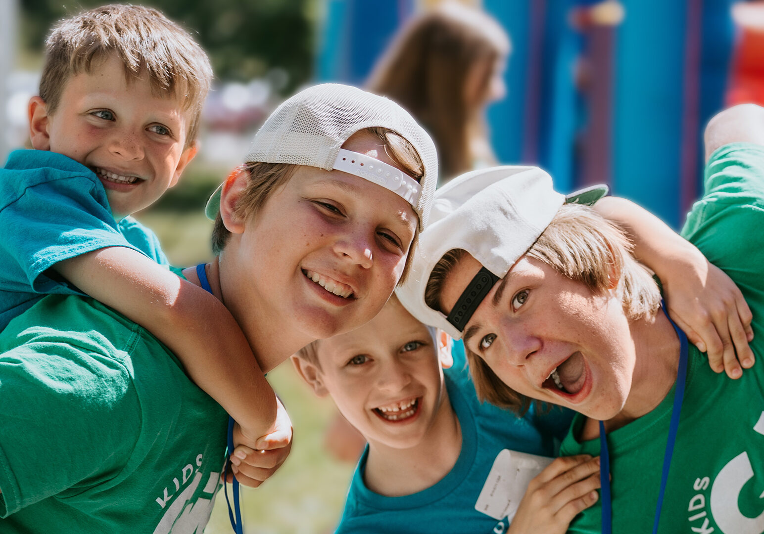 Image of student and kids at a church in Robinson