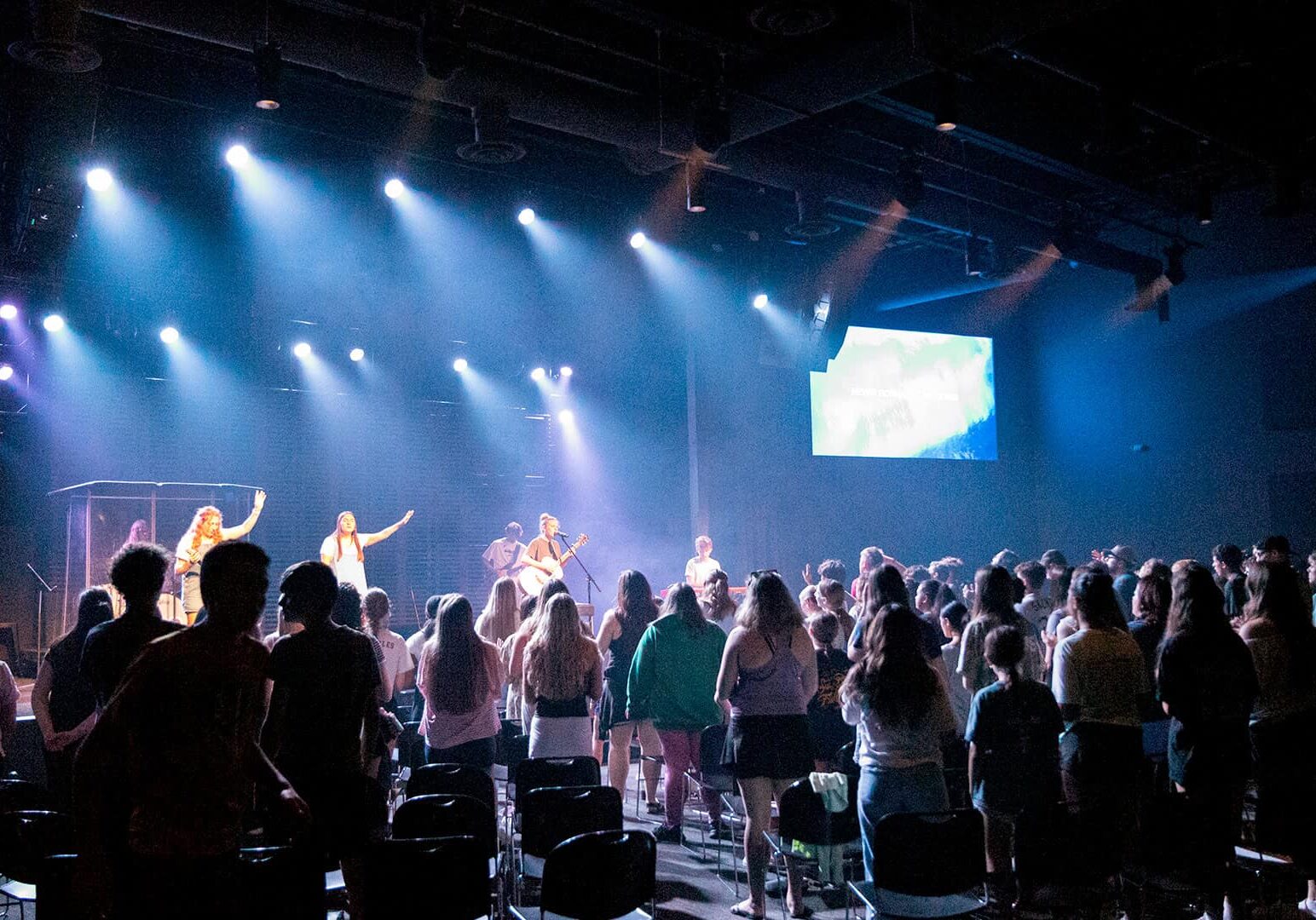 North Way students gathering for worship.